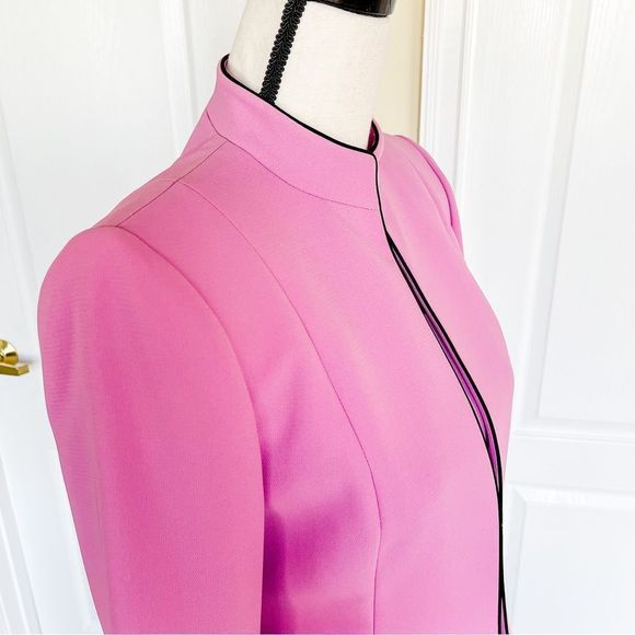Stresa 2P Peony Pink Blazer Black Edging with Pockets & Matching Sleeveless Top - Picture 5 of 16
